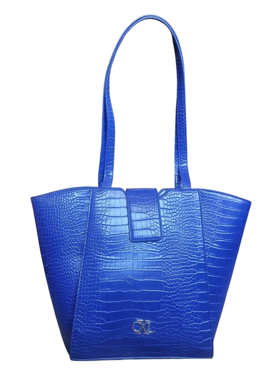 CXL byCristian Lacroix Handbags - Cobalt blue tote bag with crocodile embossing and logo detail